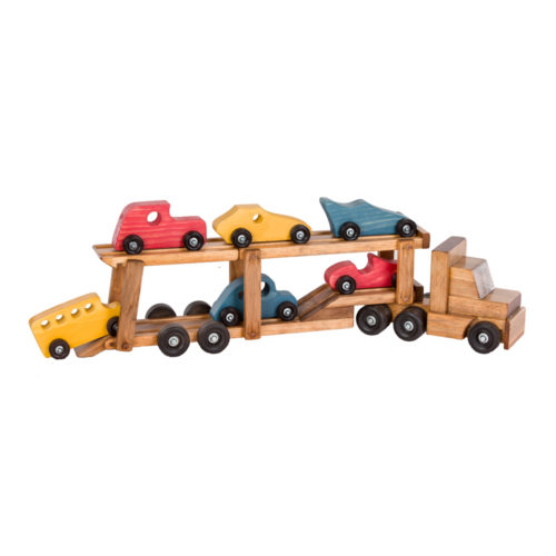 Toy car carrier with cars